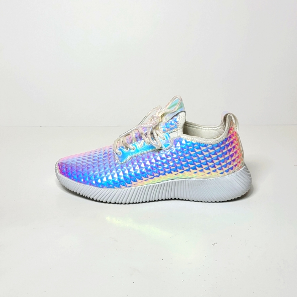 ROXY ROSE | Holographic studded embossed sneakers size 7.5